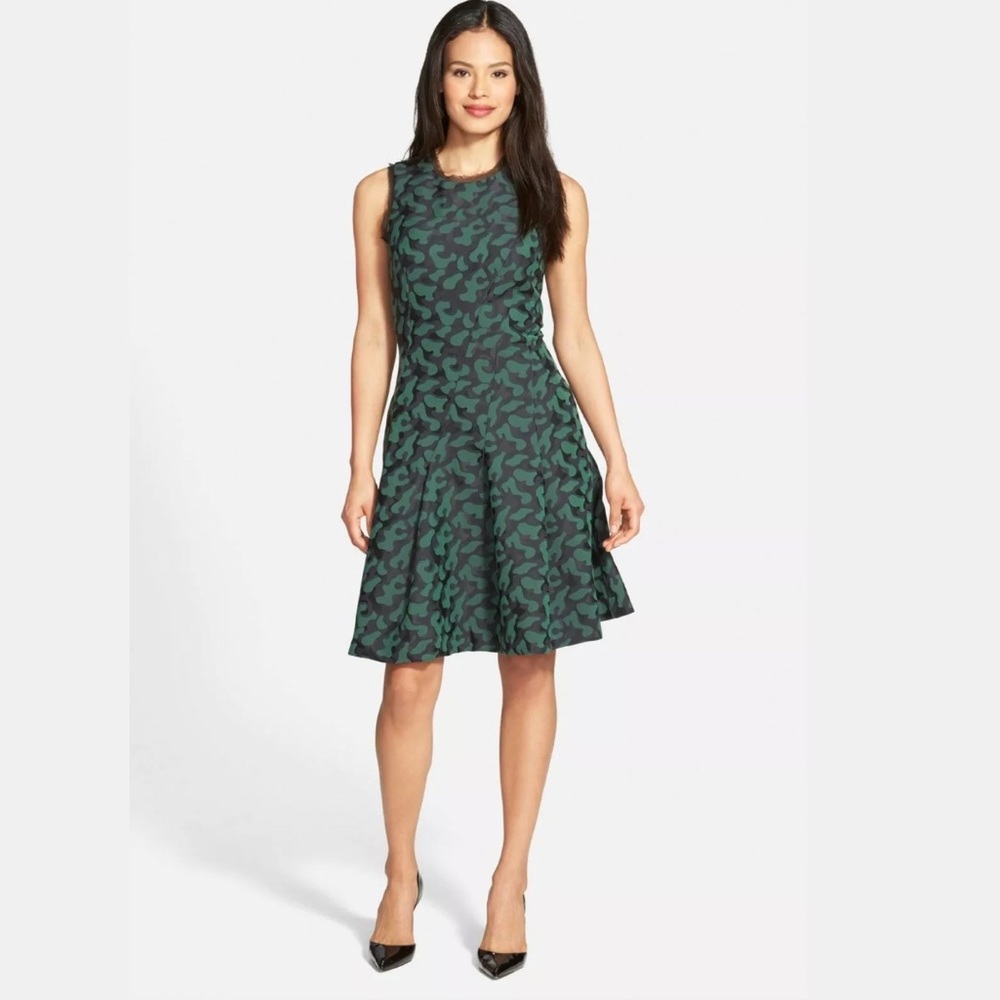 PINK TARTAN ALVINA JIGSAW JACQUARDFIT FLARE DRESS